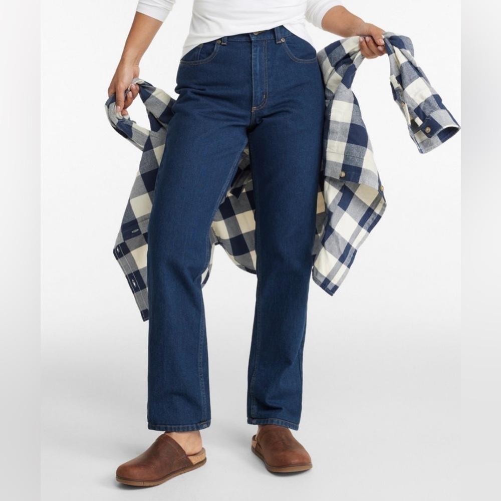 Women's Double L® Jeans, Ultra High-Rise Straight-Leg size:10 Color : Blue